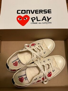 Converse Play Comme des Garçons Low Top Sneakers - Cream with Red Heart